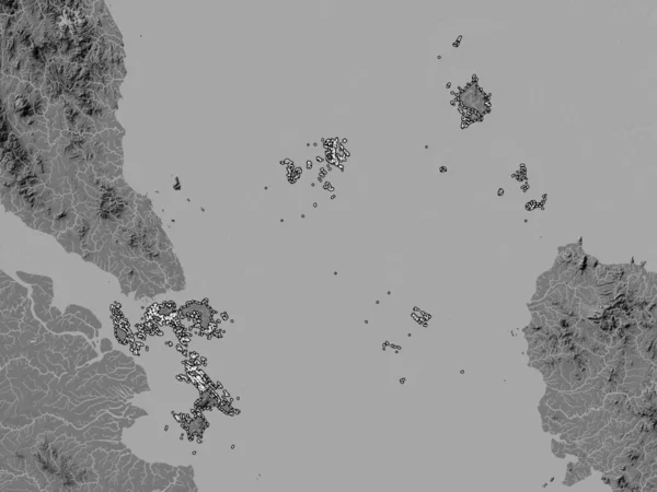 Kepulauan Riau Provincia Indonesia Mappa Dell Elevazione Bilivello Con Laghi — Foto Stock