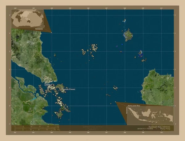 Kepulauan Riau Επαρχία Της Ινδονησίας Δορυφορικός Χάρτης Χαμηλής Ανάλυσης Τοποθεσίες — Φωτογραφία Αρχείου