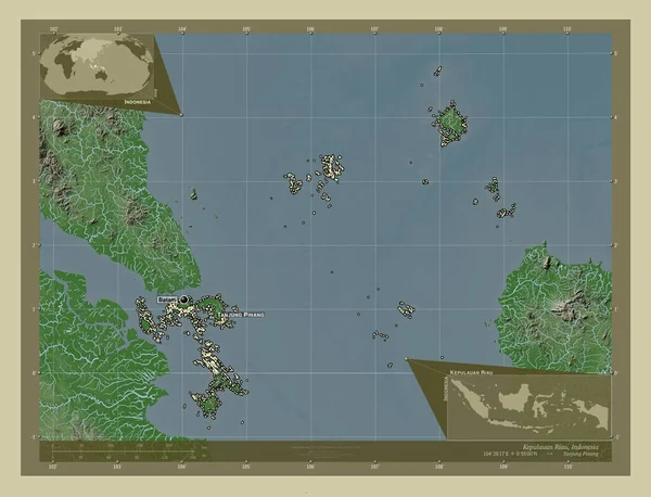 Kepulauan Riau Provincie Indonésie Zdvihová Mapa Zbarvená Stylu Wiki Jezery — Stock fotografie