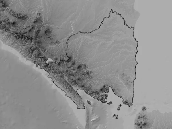 Lampung Provincia Indonesia Mapa Elevación Escala Grises Con Lagos Ríos — Foto de Stock