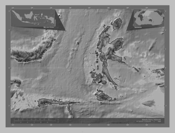 Maluku Utara Provincie Indonésie Výškové Mapy Jezery Řekami Umístění Názvy — Stock fotografie