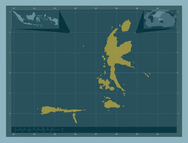 Maluku Utara Província Indonésia Forma Cor Sólida Mapa Localização Auxiliar — Fotografia de Stock