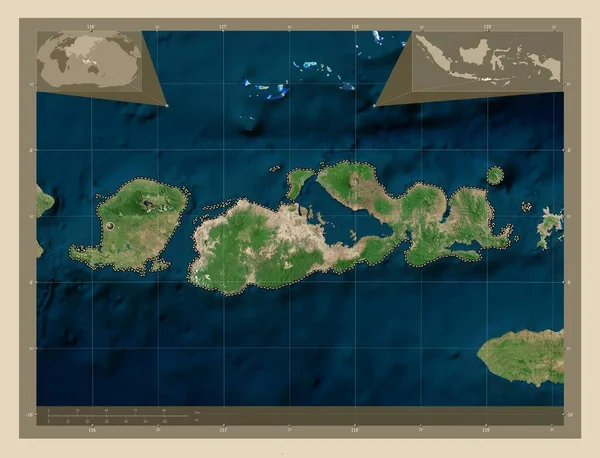 Нуса Тенггара Барат Провинция Индонезия Спутниковая Карта Высокого Разрешения Вспомогательные — стоковое фото