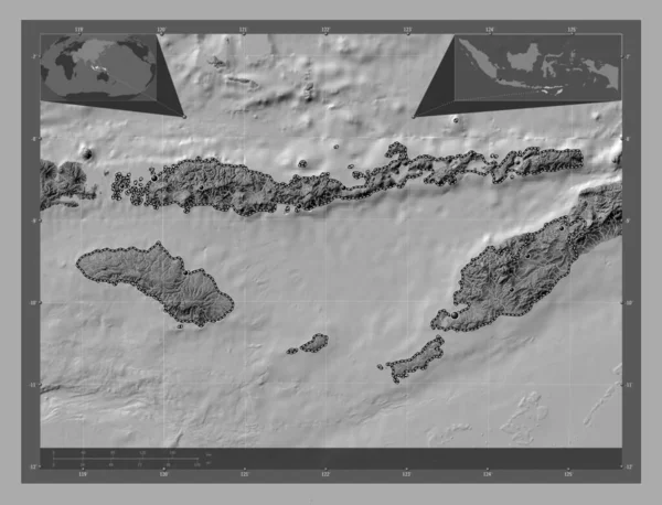 Nusa Tenggara Timur Provincia Indonesia Mapa Elevación Bilevel Con Lagos —  Fotos de Stock