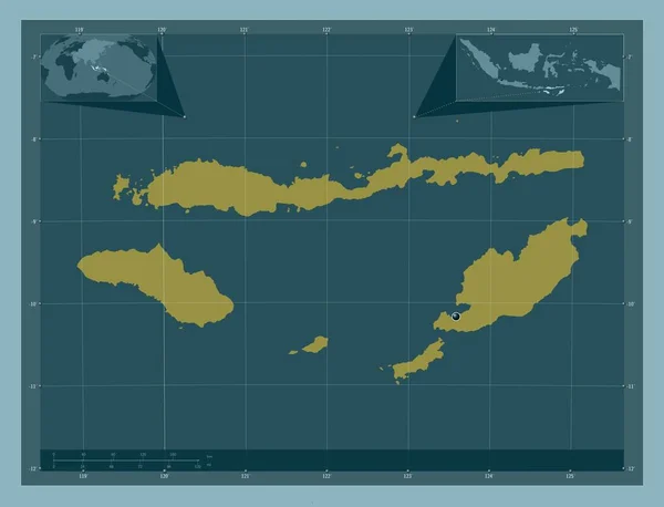 Нуса Тенггара Тимур Провинция Индонезия Твердая Форма Цвета Вспомогательные Карты — стоковое фото