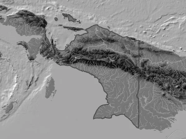 Papua Província Indonésia Bilevel Mapa Elevação Com Lagos Rios — Fotografia de Stock