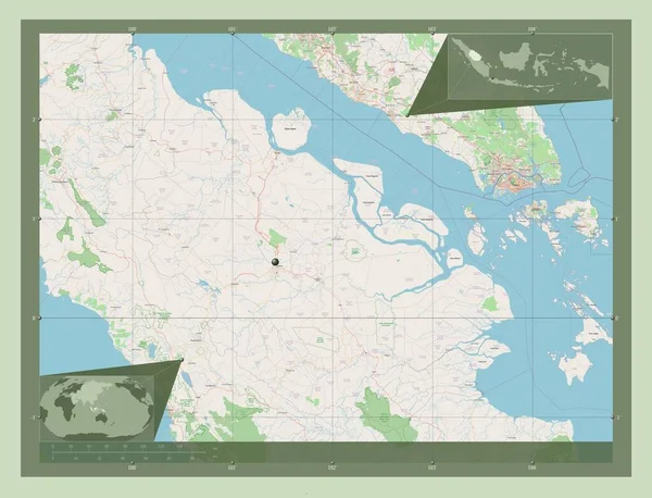Ріау Провінція Індонезія Відкрита Карта Вулиць Кутові Допоміжні Карти Місцезнаходження — стокове фото