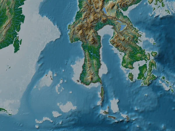 Sulawesi Selatan Indonézia Tartomány Színes Domborzati Térkép Tavakkal Folyókkal — Stock Fotó