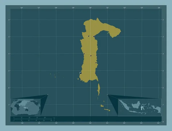 Sulawesi Selatan Provincie Indonesië Stevige Kleurvorm Locaties Van Grote Steden — Stockfoto