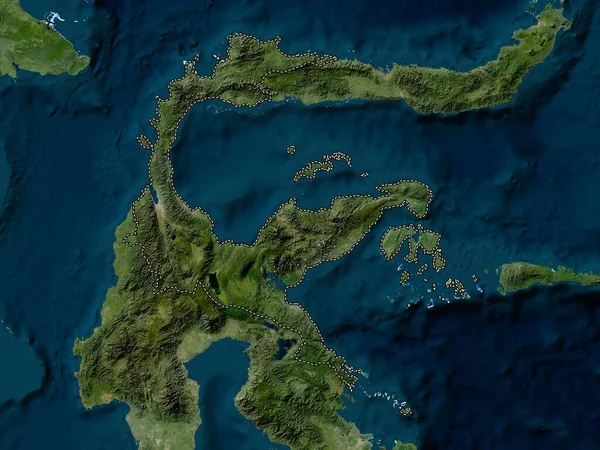 Sulawesi Tengah Provincia Indonesia Mapa Satelital Baja Resolución —  Fotos de Stock