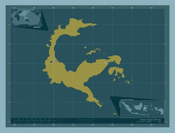 Сулавесі Тенга Індонезія Твердий Колір Місця Розташування Назви Великих Міст — стокове фото