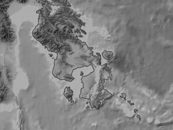 Sulawesi Tenggara Province Indonesia Grayscale Elevation Map Lakes Rivers — Stock Photo, Image