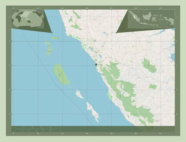 Sumatera Barat Província Indonésia Abrir Mapa Rua Mapa Localização Auxiliar — Fotografia de Stock