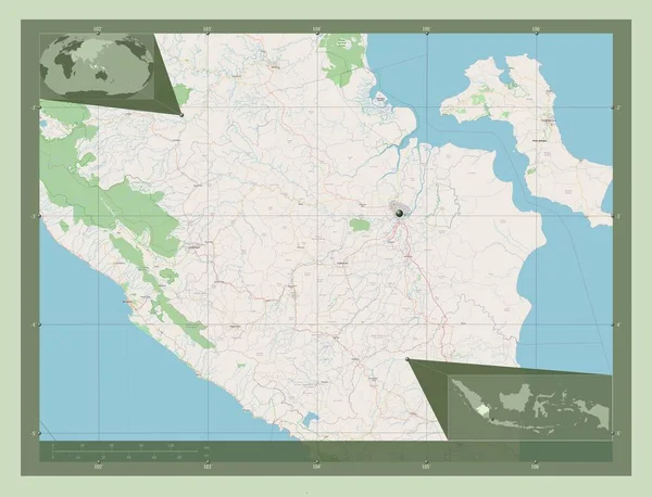 Sumatera Selatan Província Indonésia Abrir Mapa Rua Mapa Localização Auxiliar — Fotografia de Stock