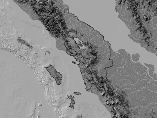 Sumatera Utara Provincia Indonesia Mapa Elevación Bilevel Con Lagos Ríos — Foto de Stock