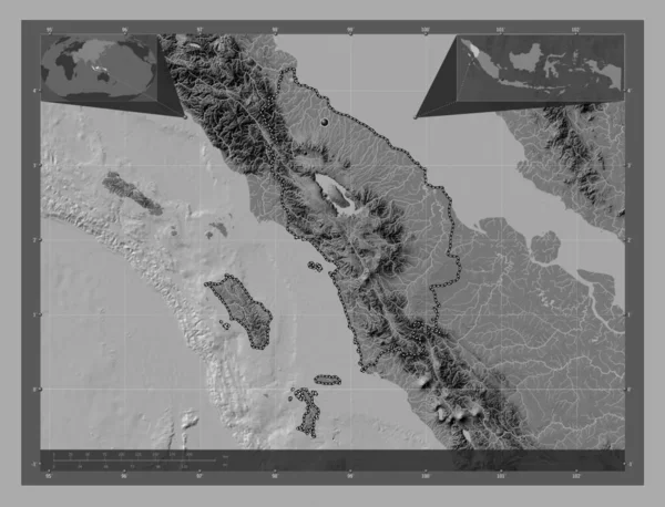 Sumatera Utara Provincie Indonesië Hoogteplattegrond Met Meren Rivieren Hulplocatiekaarten Hoek — Stockfoto