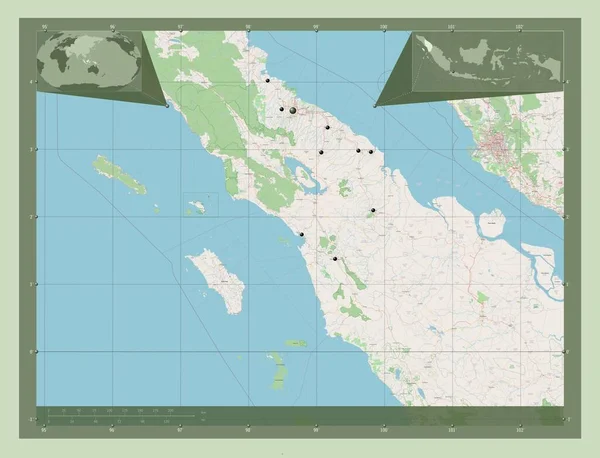 Sumatera Utara Provincie Indonesië Open Plattegrond Locaties Van Grote Steden — Stockfoto