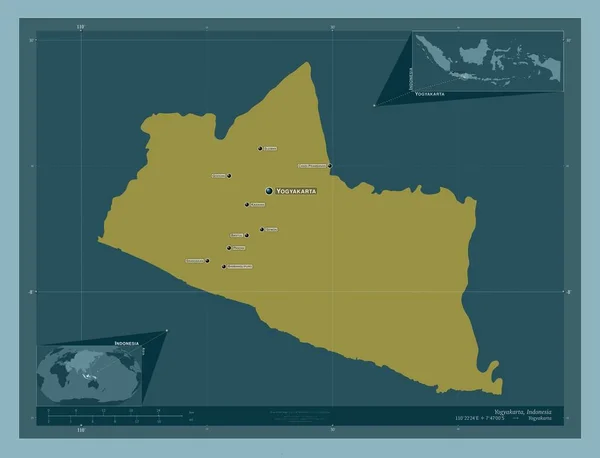 Yogyakarta Speciale Regio Van Indonesië Stevige Kleurvorm Locaties Namen Van — Stockfoto