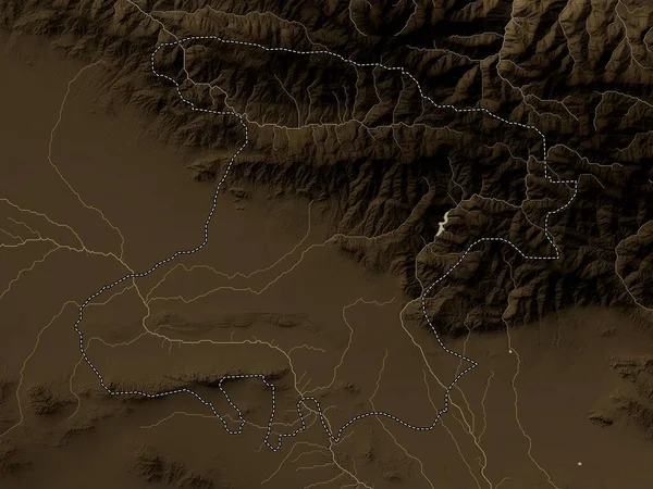 Alborz Provincie Iran Hoogtekaart Gekleurd Sepia Tinten Met Meren Rivieren — Stockfoto