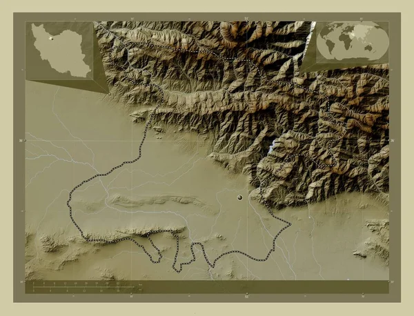 Alborz Provincia Dell Iran Mappa Elevazione Colorata Stile Wiki Con — Foto Stock