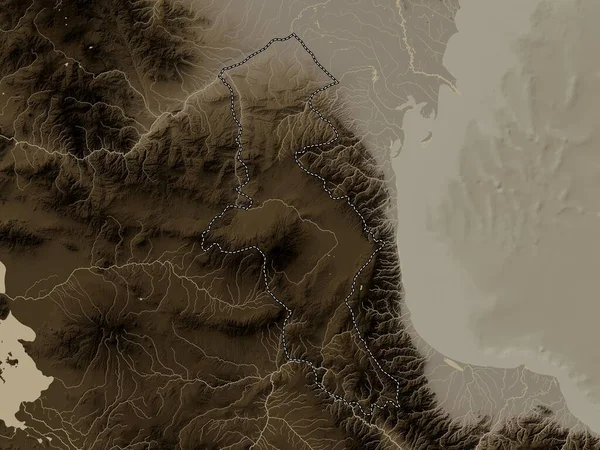 Ардебиль Провинция Иран Карта Высот Окрашенная Сепиевые Тона Озерами Реками — стоковое фото