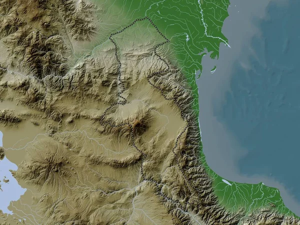 Ardebil Prowincja Iranu Mapa Wzniesień Kolorowa Stylu Wiki Jeziorami Rzekami — Zdjęcie stockowe