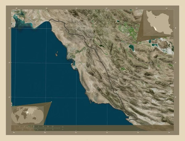 Bushehr Provincia Irán Mapa Satelital Alta Resolución Mapas Ubicación Auxiliares — Foto de Stock