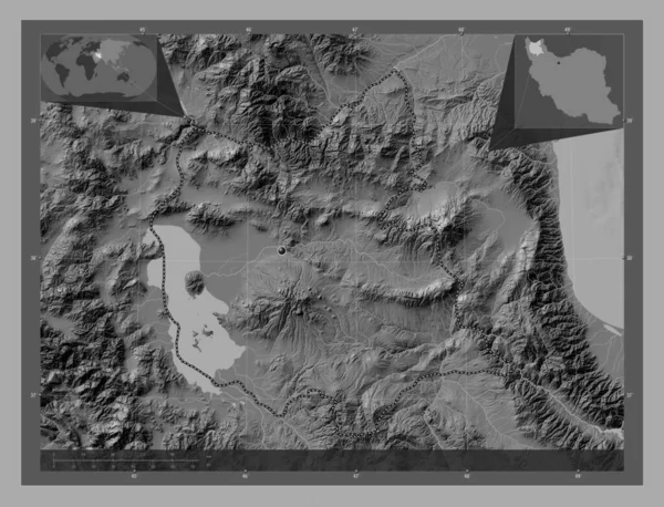 East Azarbaijan Provincia Irán Mapa Elevación Bilevel Con Lagos Ríos —  Fotos de Stock