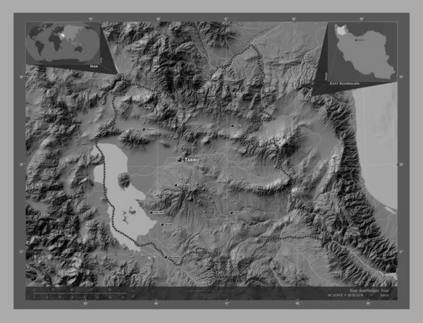 Східний Азарбаян Провінція Іран Білевелівська Карта Висот Озерами Річками Місця — стокове фото