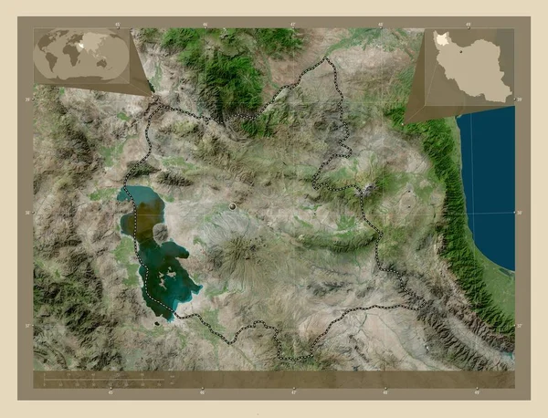 Östra Azarbajdzjan Provinsen Iran Högupplöst Satellitkarta Hjälpkartor För Hörnen — Stockfoto