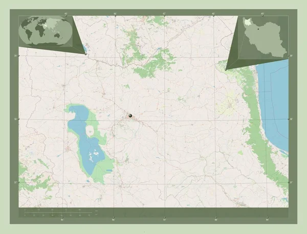 Oost Azarbaijan Provincie Iran Open Plattegrond Hulplocatiekaarten Hoek — Stockfoto