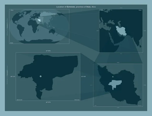 Isfahán Provincia Irán Diagrama Que Muestra Ubicación Región Mapas Gran —  Fotos de Stock