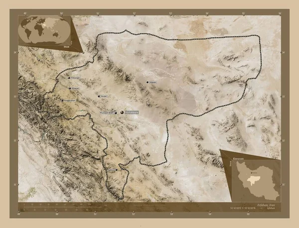 Ispahan Province Iran Carte Satellite Basse Résolution Emplacements Noms Des — Photo