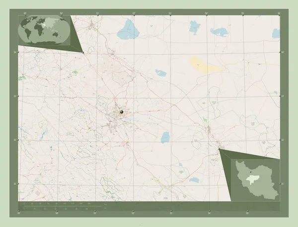 伊斯法罕 伊朗省 开放街道地图 角辅助位置图 — 图库照片