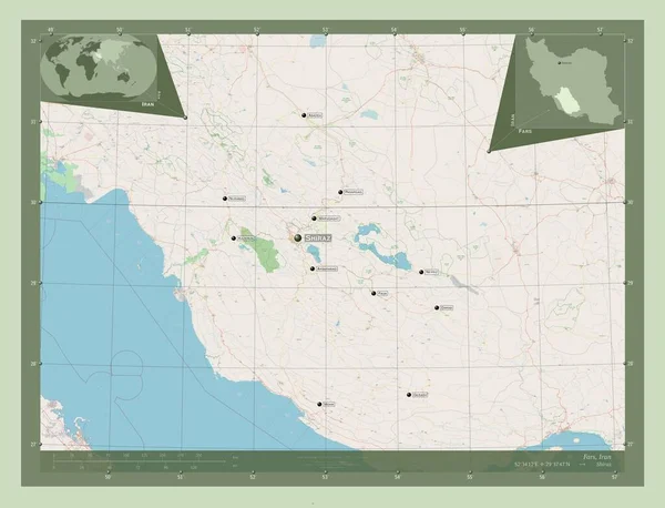 Fars Provincia Irán Open Street Map Ubicaciones Nombres Las Principales — Foto de Stock