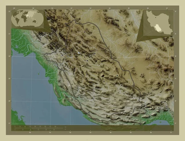 Fars Provincia Irán Mapa Elevación Coloreado Estilo Wiki Con Lagos —  Fotos de Stock