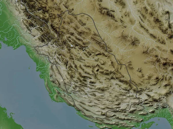 Fars Provincia Irán Mapa Elevación Coloreado Estilo Wiki Con Lagos — Foto de Stock