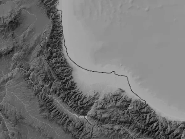 Gilan Επαρχία Του Ιράν Υψόμετρο Γκρι Χάρτη Λίμνες Και Ποτάμια — Φωτογραφία Αρχείου