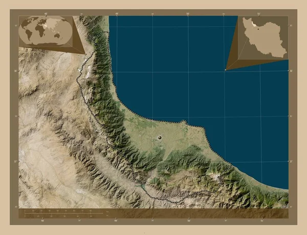 Gilan Επαρχία Του Ιράν Δορυφορικός Χάρτης Χαμηλής Ανάλυσης Γωνιακοί Χάρτες — Φωτογραφία Αρχείου