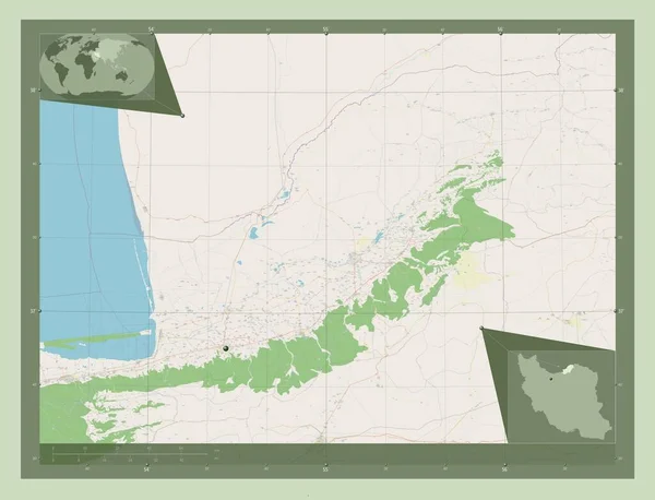 Golestan Província Irão Abrir Mapa Rua Mapa Localização Auxiliar Canto — Fotografia de Stock