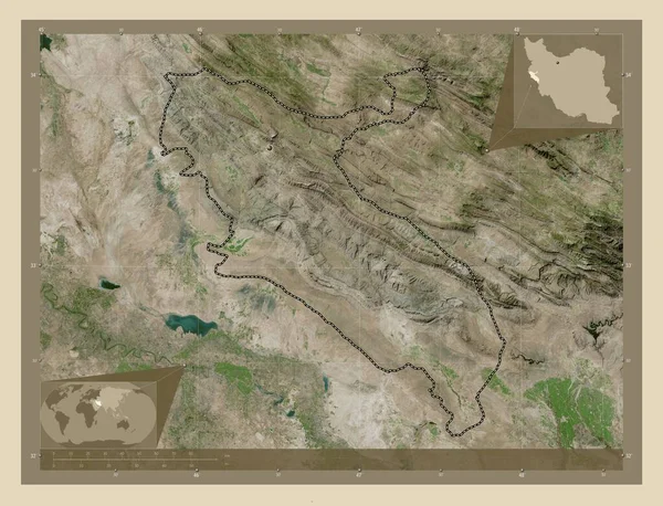 Ilam Province Iran High Resolution Satellite Map Corner Auxiliary Location — Stock Photo, Image