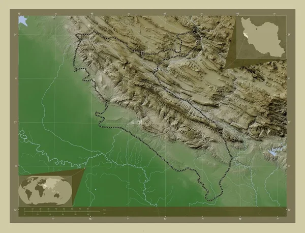 Ilam Provinz Iran Höhenkarte Wiki Stil Mit Seen Und Flüssen — Stockfoto