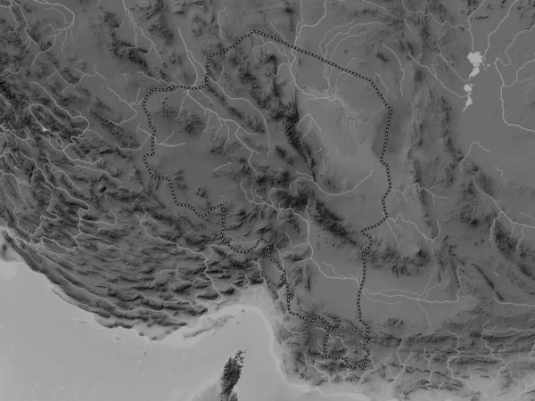 Κέρμαν Επαρχία Του Ιράν Υψόμετρο Γκρι Χάρτη Λίμνες Και Ποτάμια — Φωτογραφία Αρχείου