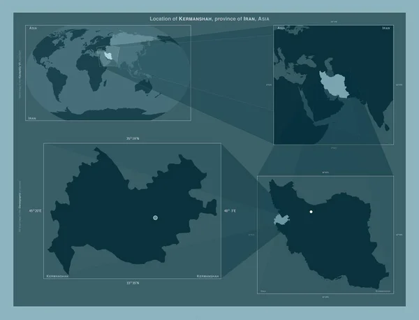 Kermanshah Provincia Irán Diagrama Que Muestra Ubicación Región Mapas Gran — Foto de Stock