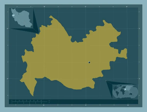 Kermanshah Provincia Dell Iran Forma Tinta Unita Mappa Della Posizione — Foto Stock