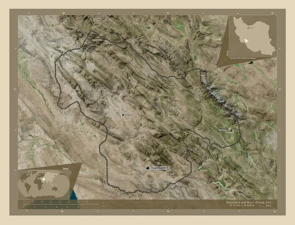 Kohgiluyeh Comprador Ahmad Provincia Irán Mapa Satelital Alta Resolución Ubicaciones — Foto de Stock