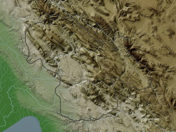 Кохгилуйе Покупатель Ахмад Провинция Иран Карта Высот Окрашенная Вики Стиле — стоковое фото