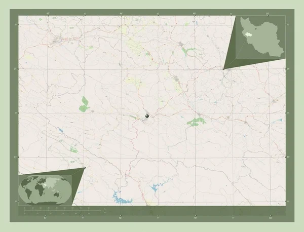 Лорестан Провинция Иран Карта Улиц Вспомогательные Карты Расположения Углов — стоковое фото