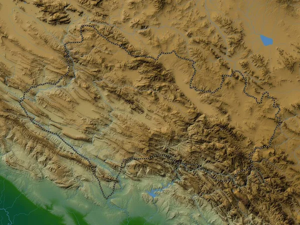 Lorestan Provincia Dell Iran Mappa Elevazione Colorata Con Laghi Fiumi — Foto Stock