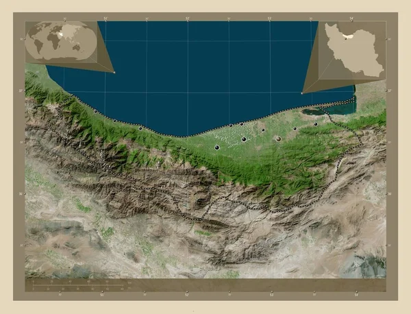 Мазандаран Провинция Иран Спутниковая Карта Высокого Разрешения Места Расположения Крупных — стоковое фото